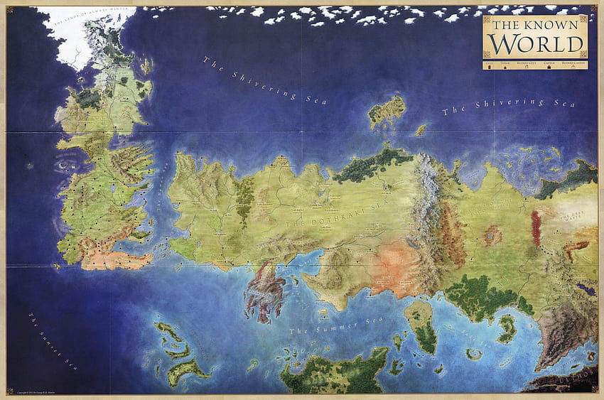 Carte du monde connue de Game Of Thrones, carte du jeu des trônes Fond d'écran HD