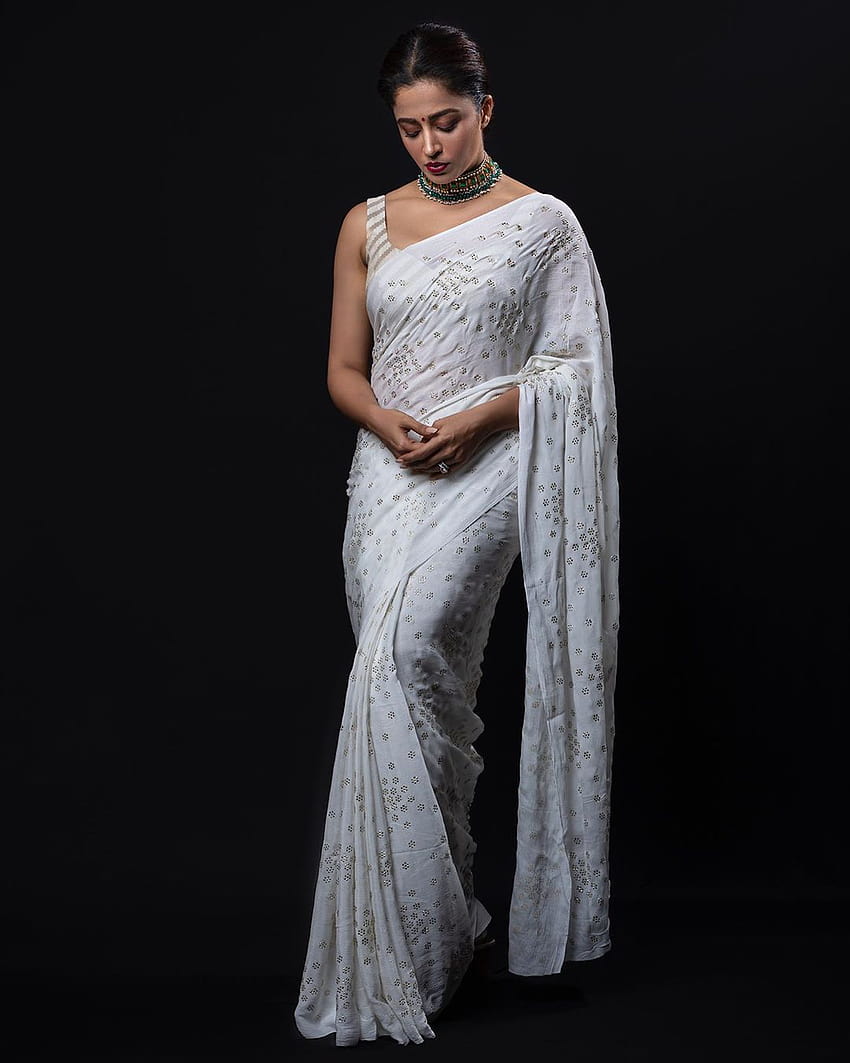 блуза със сари без гръб на сериална актриса neha pendse, дамско сари HD тапет за телефон