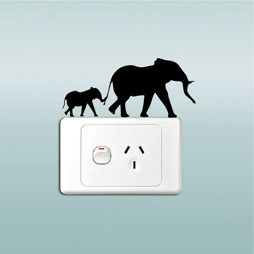 IE 31 Mother And Baby Elephant Switch Sticker Safari Wall Stickers Baby Elephant Decal Home HD phone wallpaper