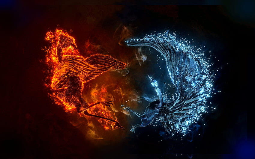 3D Fire And Ice 01 น้ำเย็นและไฟ วอลล์เปเปอร์ HD