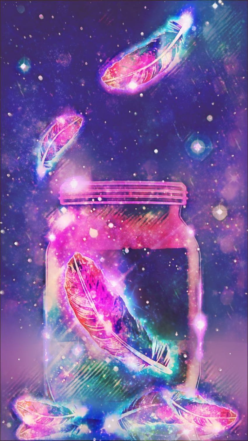 Jar Of Feathers Galaxy, gemacht von mir backgrounds ..., glitter jar HD phone wallpaper