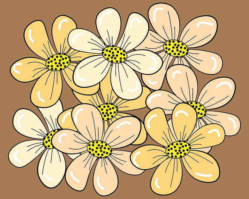 Illustration, delicate drawn contour flowers of beige shades on a brown  background, design for cards, invitations, textiles, posters 4664214 Vector  Art at Vecteezy HD wallpaper | Pxfuel