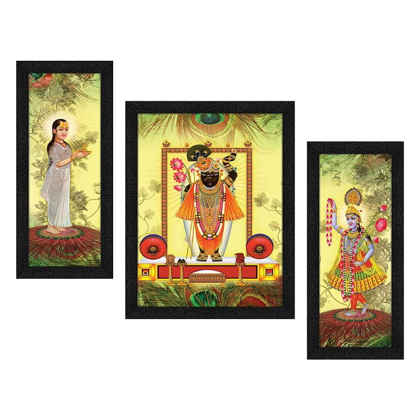 ARTAMORI Shrinathji with Yamunaji and Mahaprabhuji 3 Piece Painting with Synthetic Frame: Amazon.in: Home & Kitchen, shreenathji yamunaji mahaprabhuji HD phone wallpaper