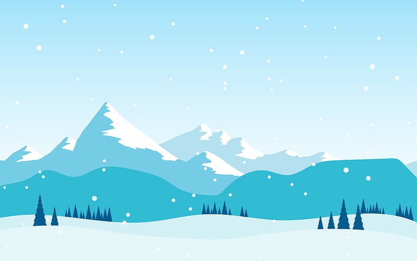 Cold snowy mountain range, winter illustrations HD wallpaper