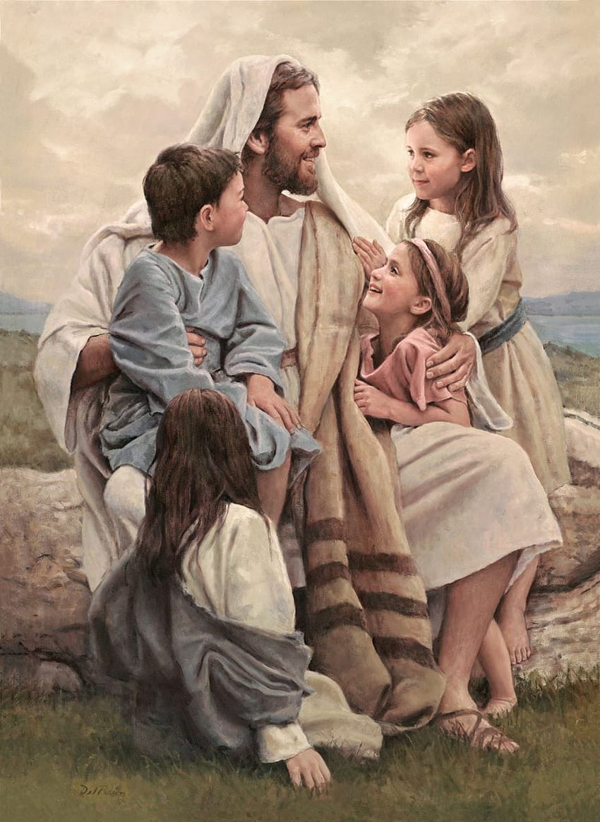 230 Jezus kocha pomysły małych dzieci w 2021 r., jezus z dziećmi Tapeta na telefon HD