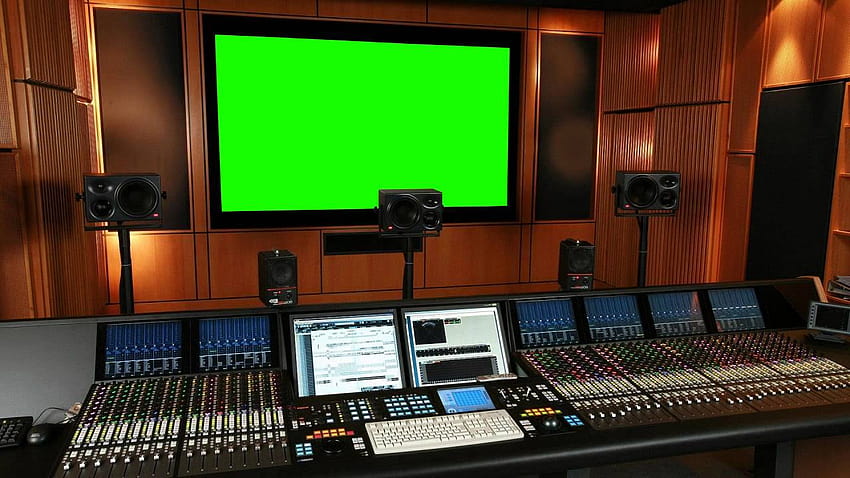 music recording studio in green screen stock footage, recording studio background HD wallpaper