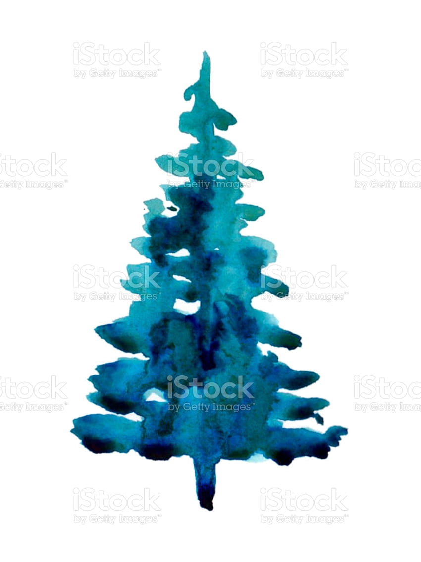 Watercolor Winter Christmas Tree Isolated On White Backgrounds Hand [1024x1024] for your , Mobile & Tablet HD phone wallpaper