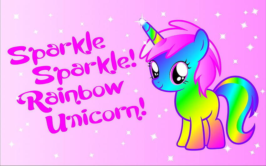 Lindo unicornio arcoíris, unicornio brillante fondo de pantalla