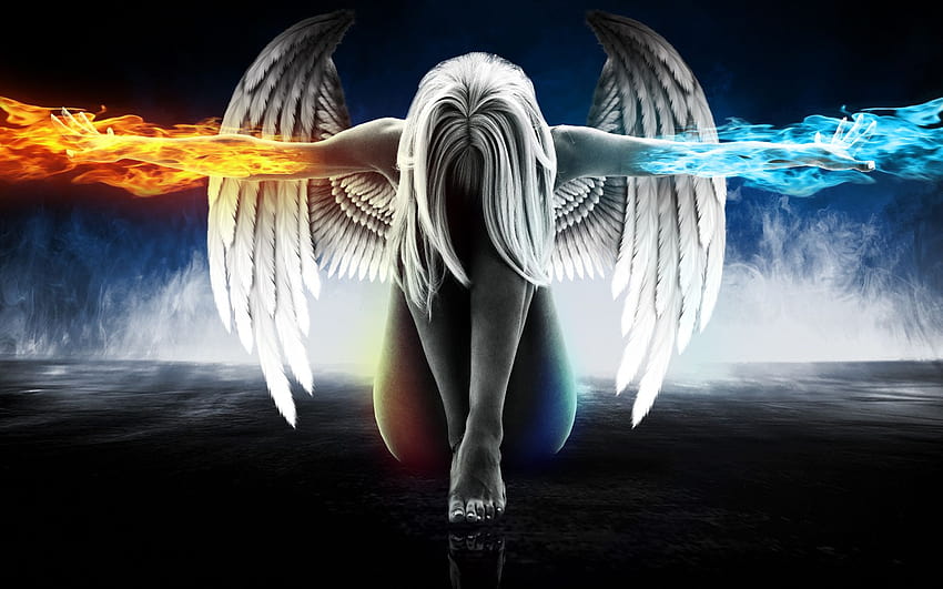 Fire And Ice Angel, ice fire HD wallpaper