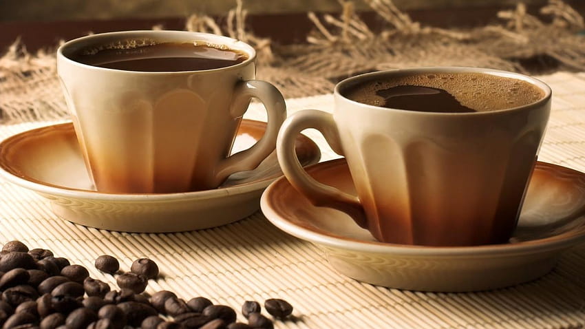 Two Cup of Fresh Coffee, 2cups HD wallpaper