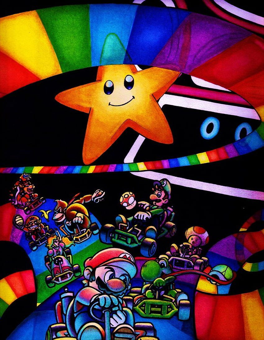 Mario Kart 64: Rainbow Road by https://www.deviantart/joker08 on @DeviantArt HD phone wallpaper