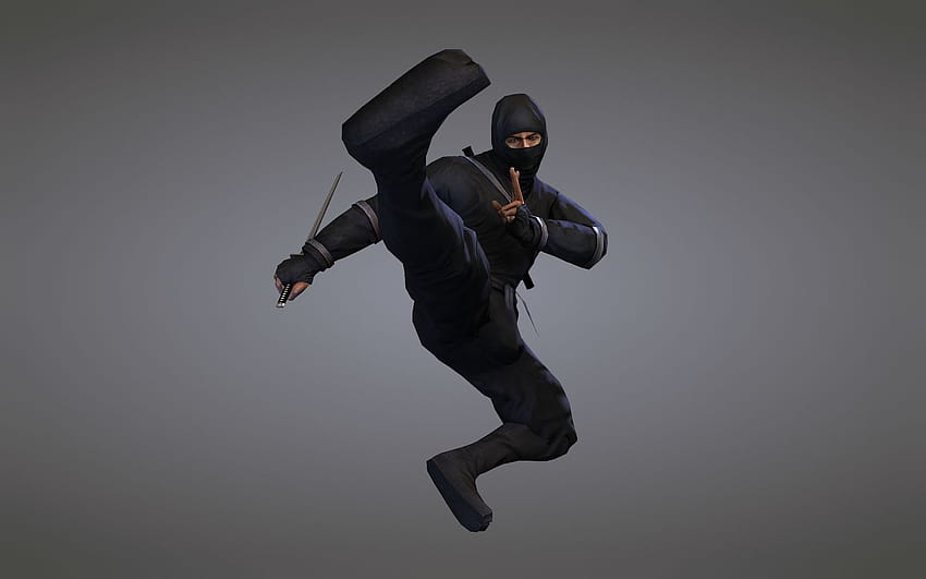 de traje negro, ninja, salto, s ninja y traje ninja fondo de pantalla