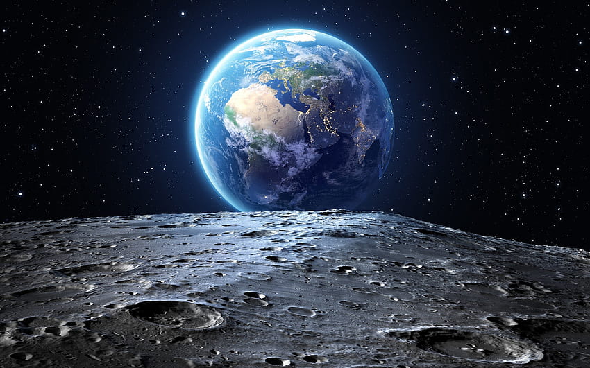 : Earth, 3D, Moon, space, stars 1920x1200, earth 3d HD wallpaper