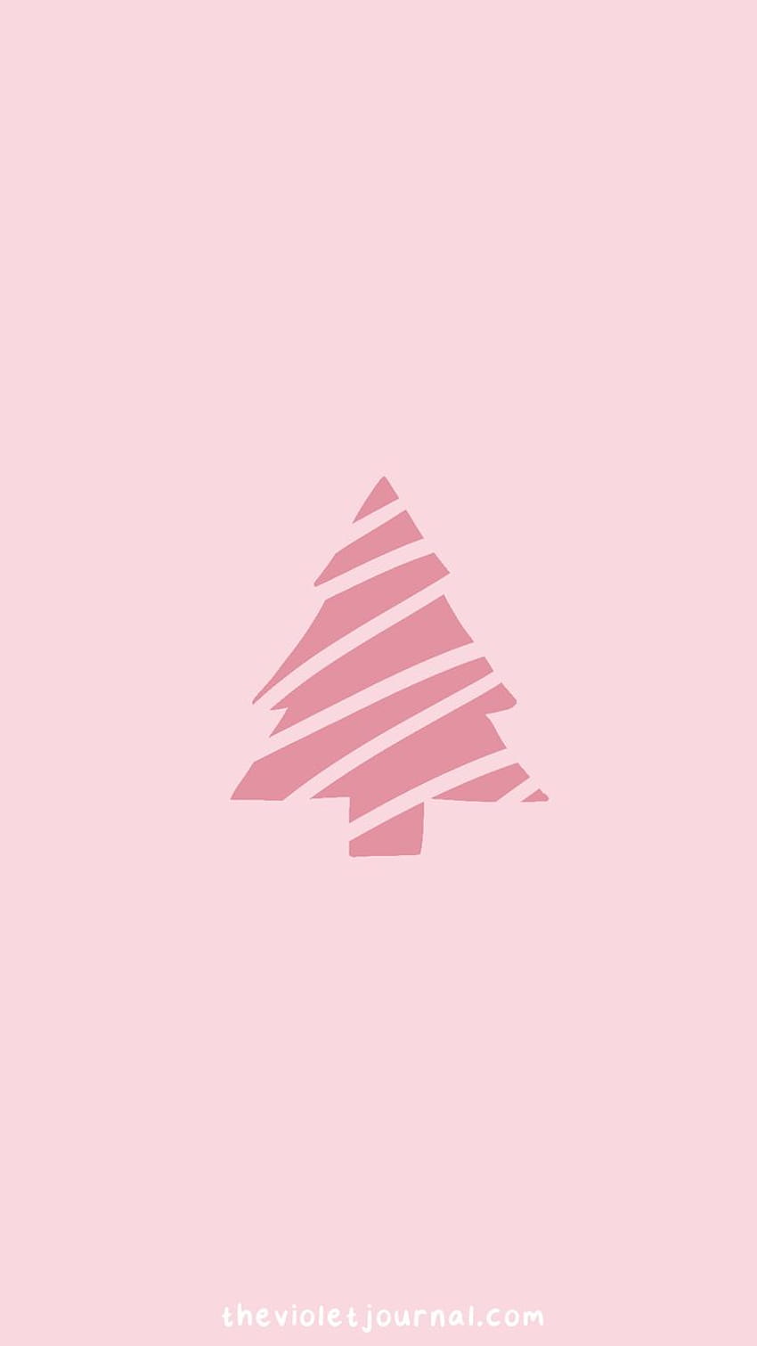 Pink Hand Drawn Christmas Tree, christmas pink minimalis wallpaper ponsel HD