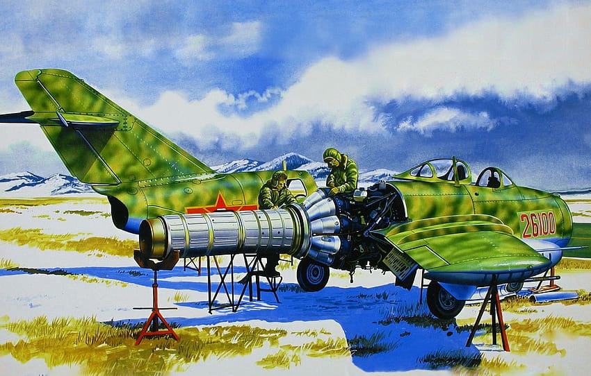 Art, painting, jet, Mikoyan, mikoyan gurevich mig 15 HD wallpaper | Pxfuel