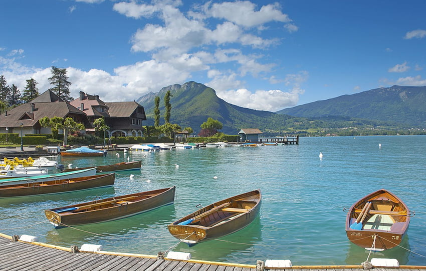 the city, lake, France, Marina, Annecy, le Lac Annecy , section город HD wallpaper