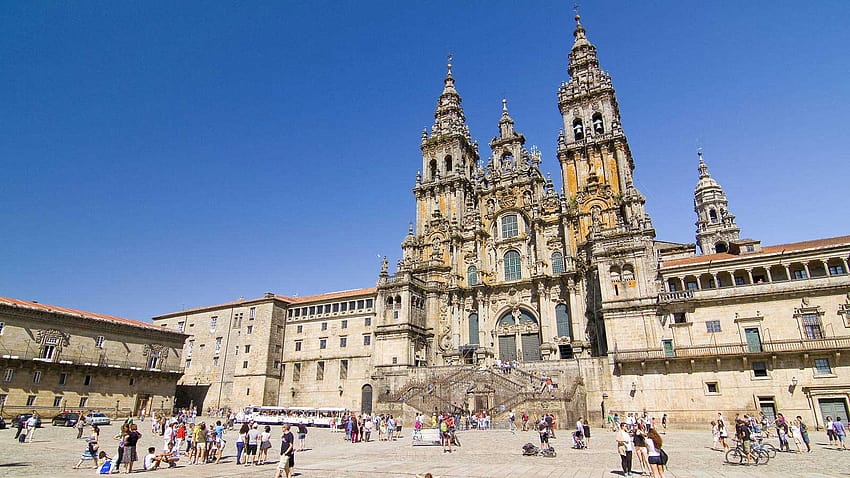Parking in Santiago de Compostela Cathedral HD wallpaper