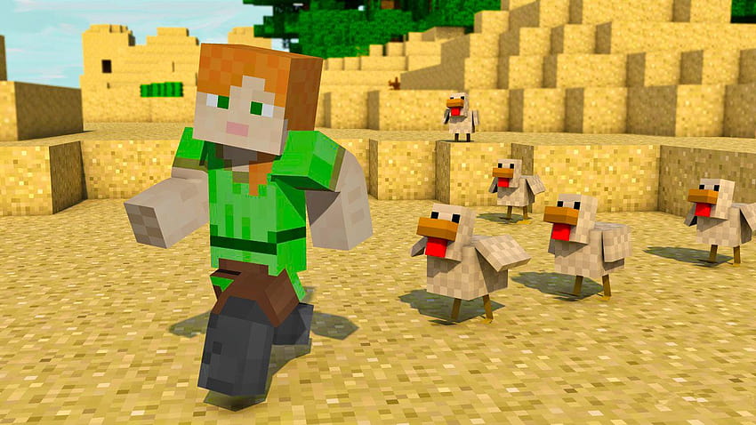 Minecraft Alex Chicken Parade, minecraft easter HD wallpaper