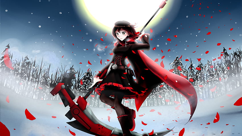 anime boots winter snow cross trees red, anime xbox one HD wallpaper