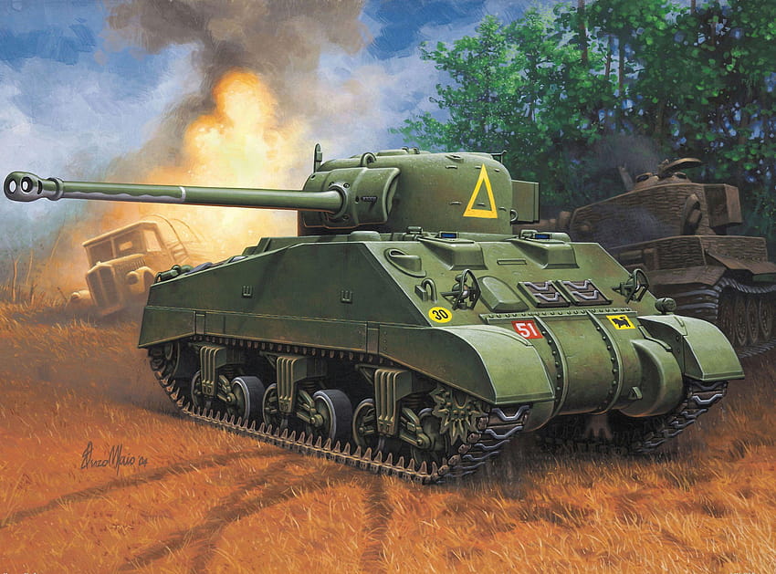 Tank Tentara Sherman Seni Lukis Firefly M4 Sherman 2560x1895 Wallpaper HD