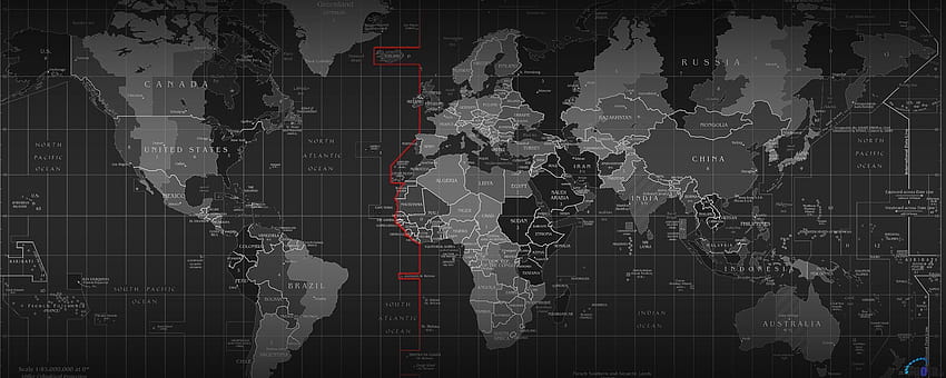 Podwójny monitor, mapa świata w stylu vintage Tapeta HD