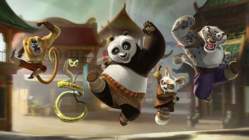 Kung Fu Panda Giant panda Cartoons Jump HD wallpaper