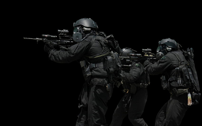 soldados preto armas equipamento capacete swat máscaras de gás rifles de comando militar australiano 2406x1504 parede – Aeronave Militar, equipamento militar papel de parede HD