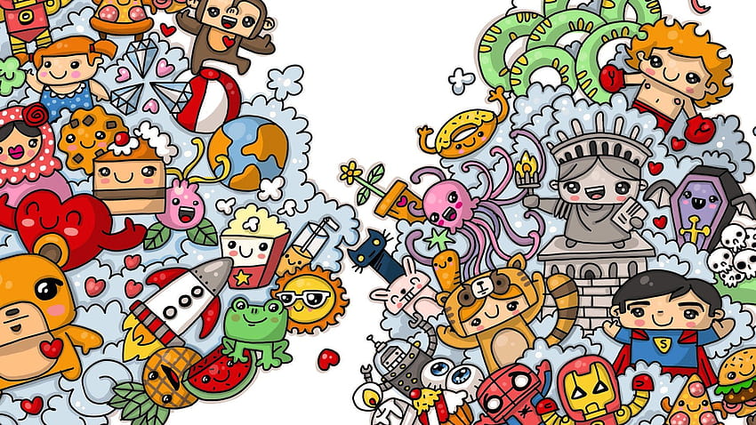 Colored Cartoon Doodle Art HD wallpaper