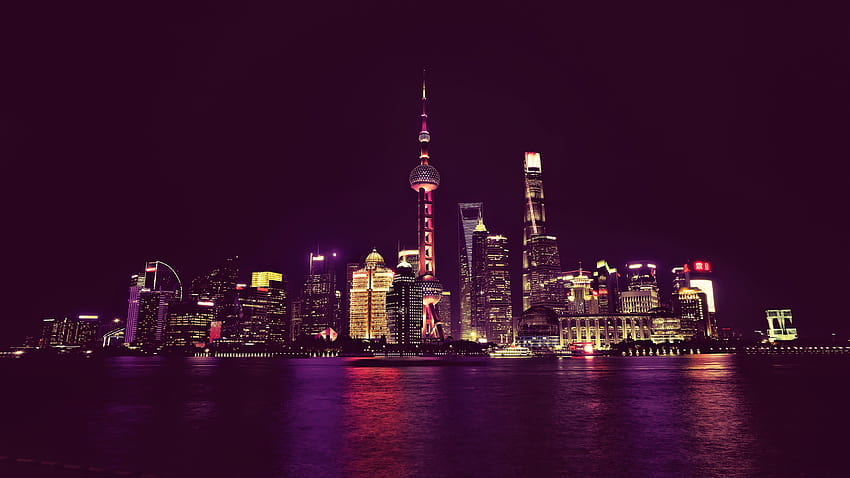 7680x4320 China Shanghai Neon City Lights , City, shanghai city china HD wallpaper