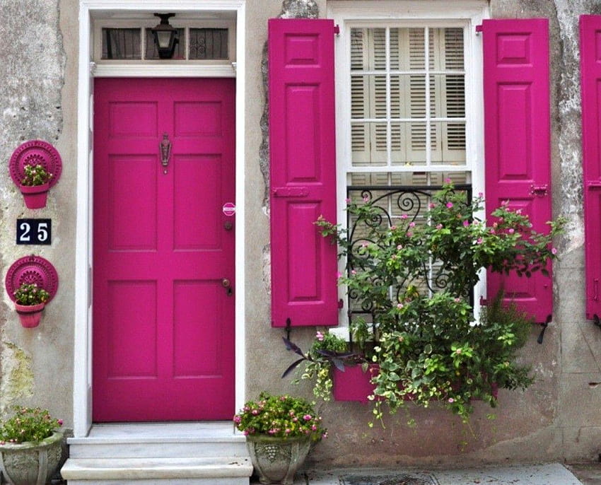 Lainnya: Door Windows Doors Pink Travel Window Layar Penuh Wallpaper HD