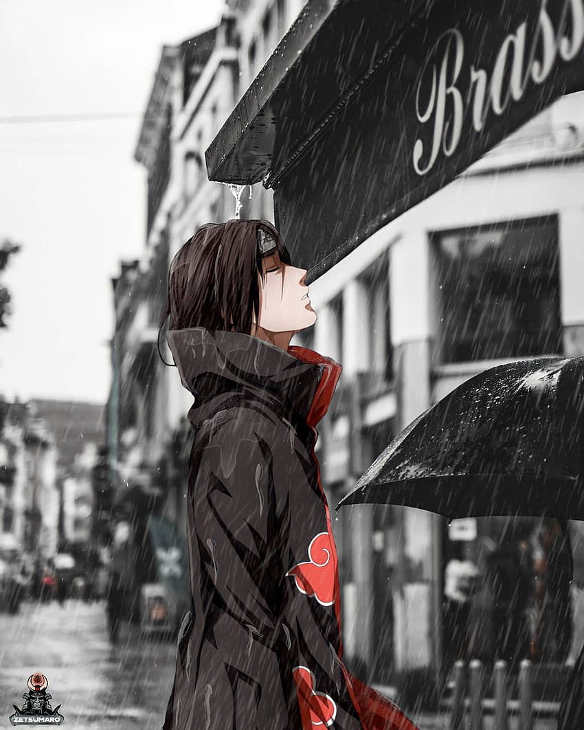 Itachi under rain by Zetsumaro, itachi rain HD phone wallpaper
