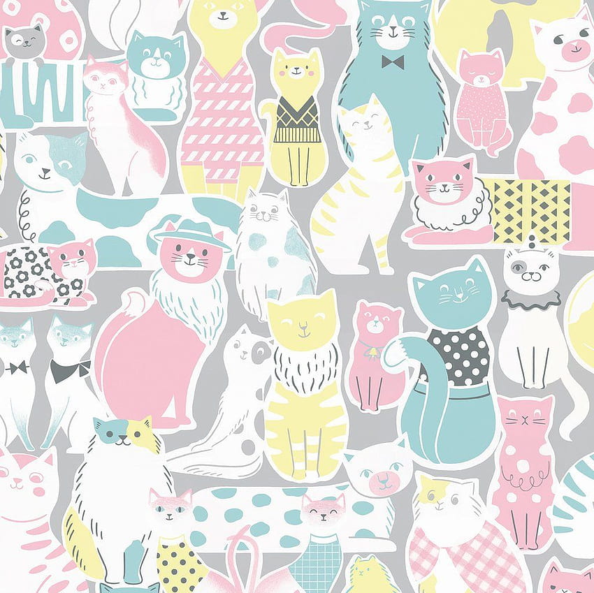 Pastel Cat, cartoon spring cats HD wallpaper
