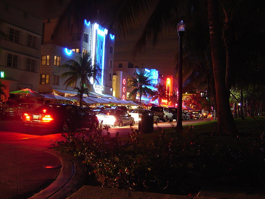 South Beach Miami Nightlife HD wallpaper