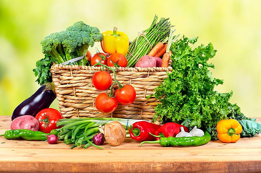 Tomates Panier en osier Nourriture Poivron Légumes, nutrition Fond d'écran HD