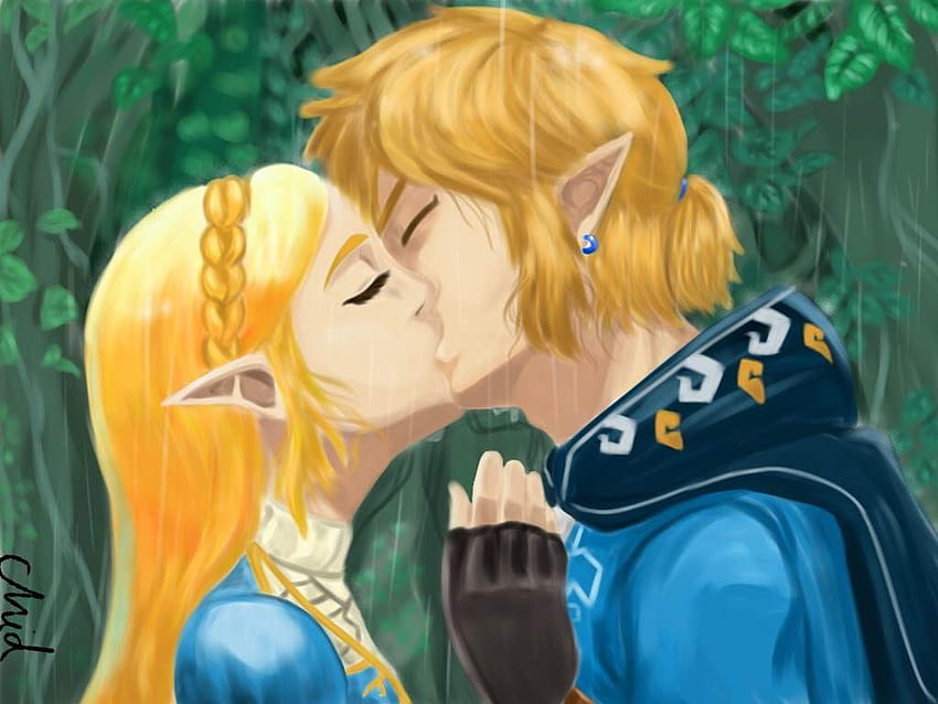 princess zelda and link kissing