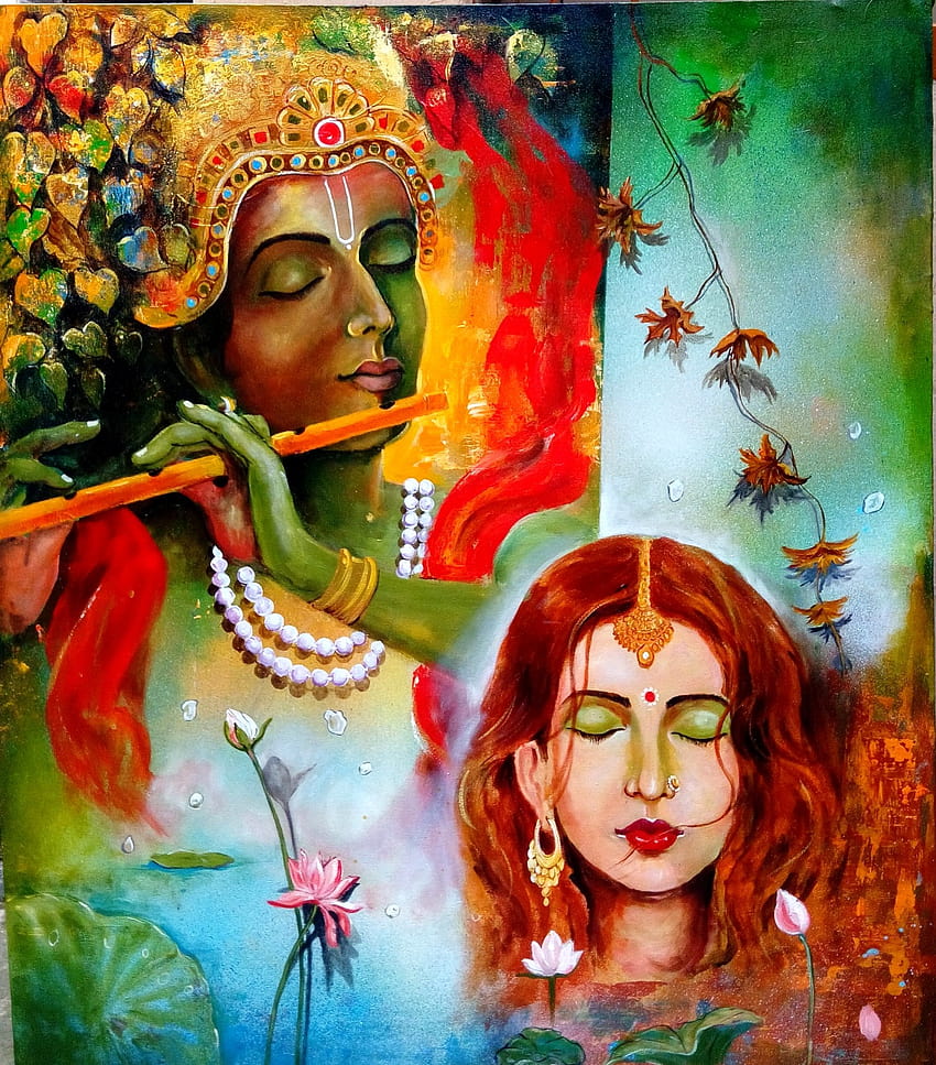 Radha Krishna love painting poster, radha and krishna love HD ...