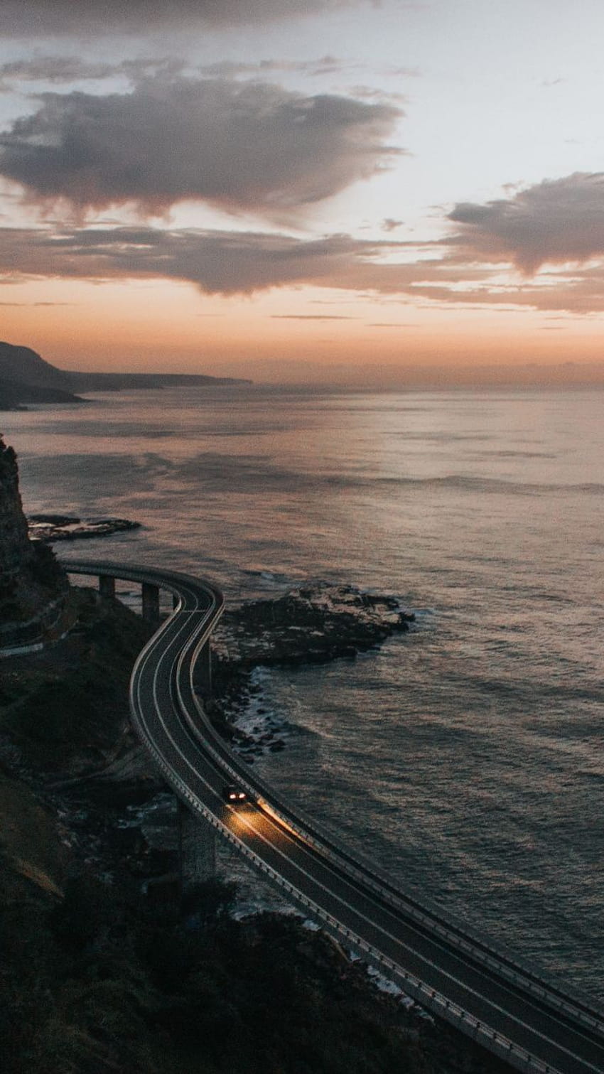 Sea, coast, sunset, Sea Cliff Bridge, 720x1280 HD phone wallpaper