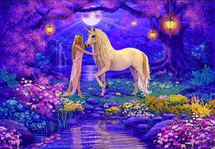 Princesa con caballo unicornio cuento de hadas para niñas fondo de pantalla  | Pxfuel