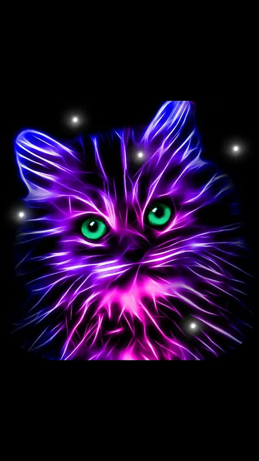 프랙탈 동물, 네온 고양이에 은하 늑대 HD 전화 배경 화면
