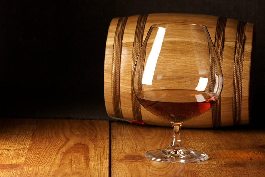 cognac brandy glass barrels tree HD wallpaper