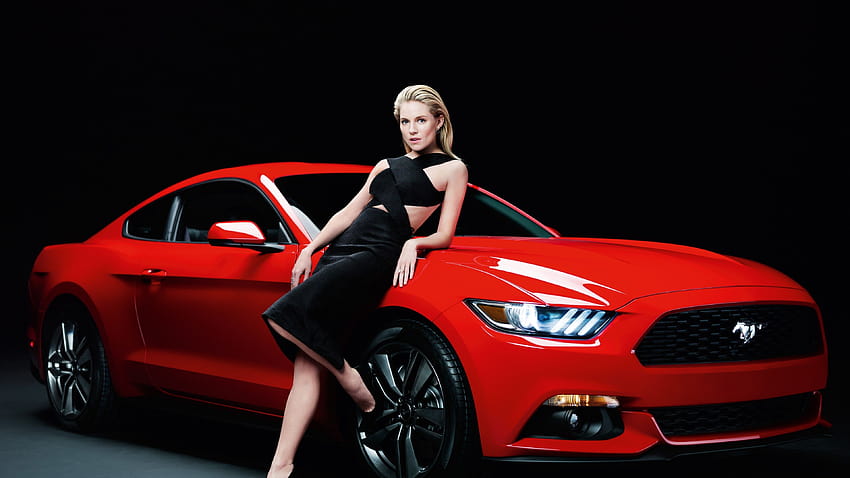 Ford Mustang, Sienna Miller, girl, red, coupe., Cars & Bikes, car girl HD wallpaper