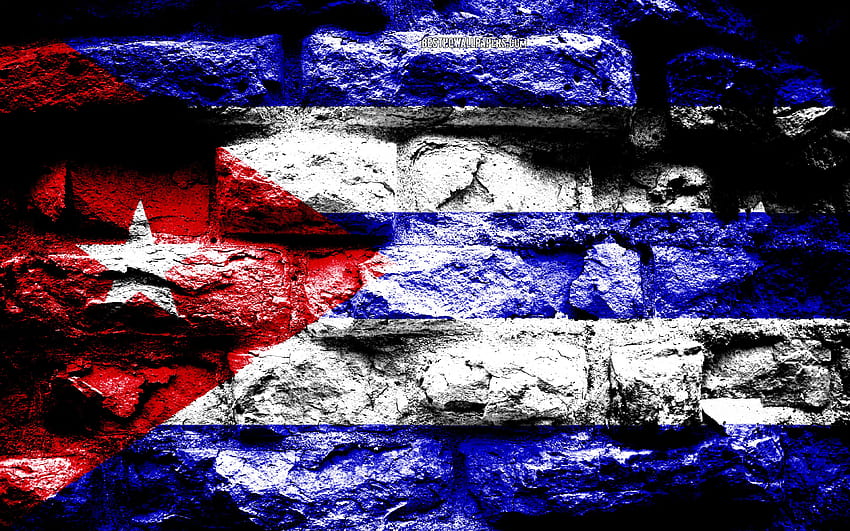 Cuba flag, grunge brick texture, Flag of Cuba, flag on brick wall, Cuba, Europe, flags of North America countries with resolution 3840x2400. High Quality, flag cuba HD wallpaper