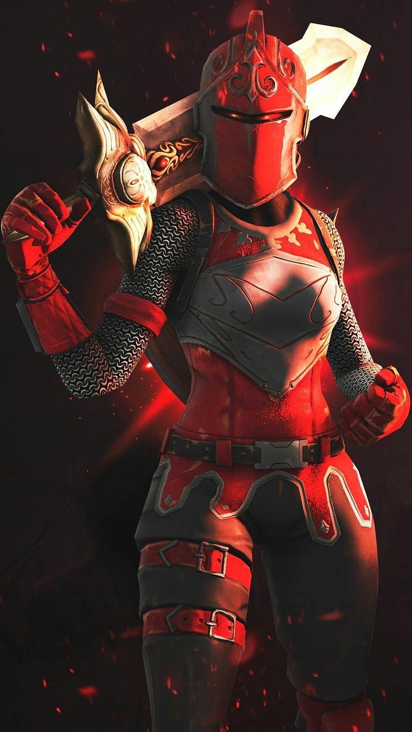 The Gamer en caballero rojo en 2019, caballero rojo fortnite fondo de pantalla del teléfono