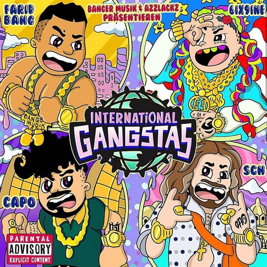 Farid Bang, CAPO, 6ix9ine & SCH “INTERNATIONAL GANGSTAS”, 6ix9ine cartoon HD phone wallpaper