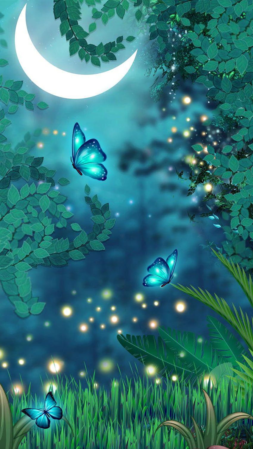 Magical butterflies. Dreamy colors. Neon blue, butterfly lake HD phone wallpaper