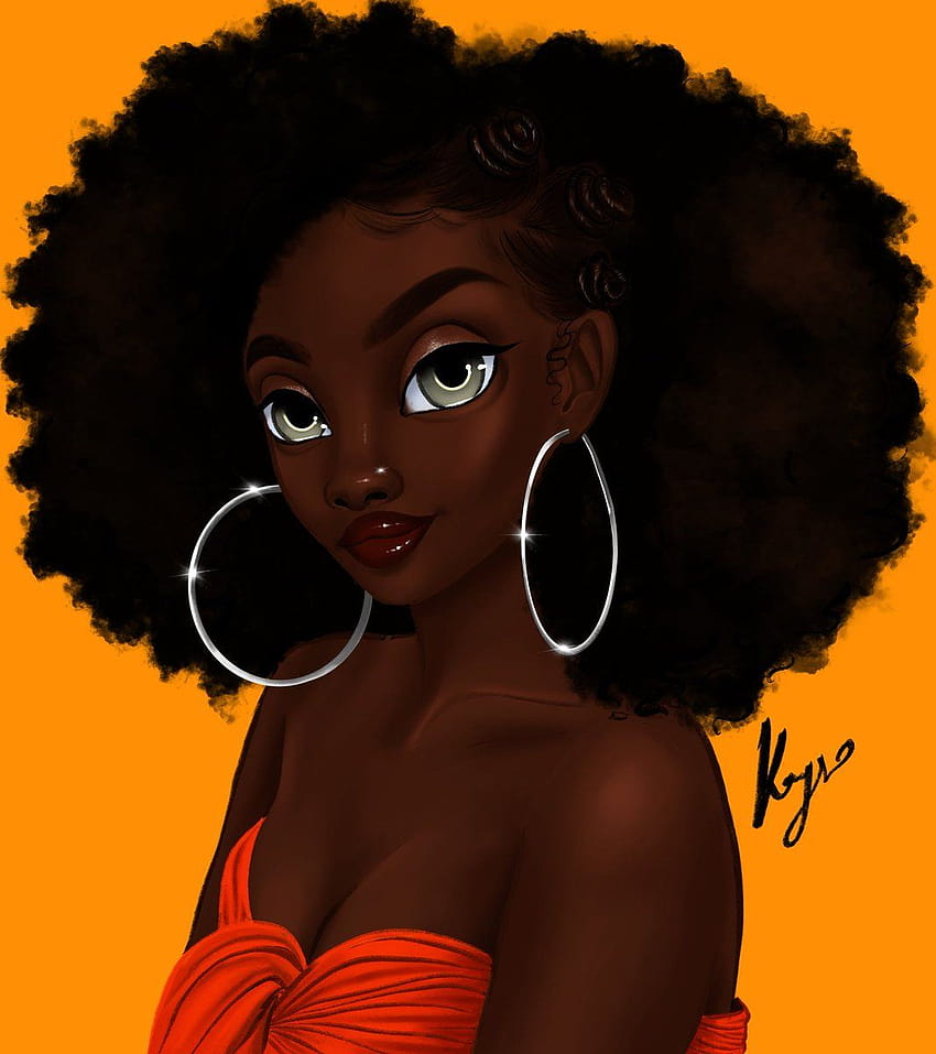 ブラックガールアフロ、アート黒人女性 HD電話の壁紙