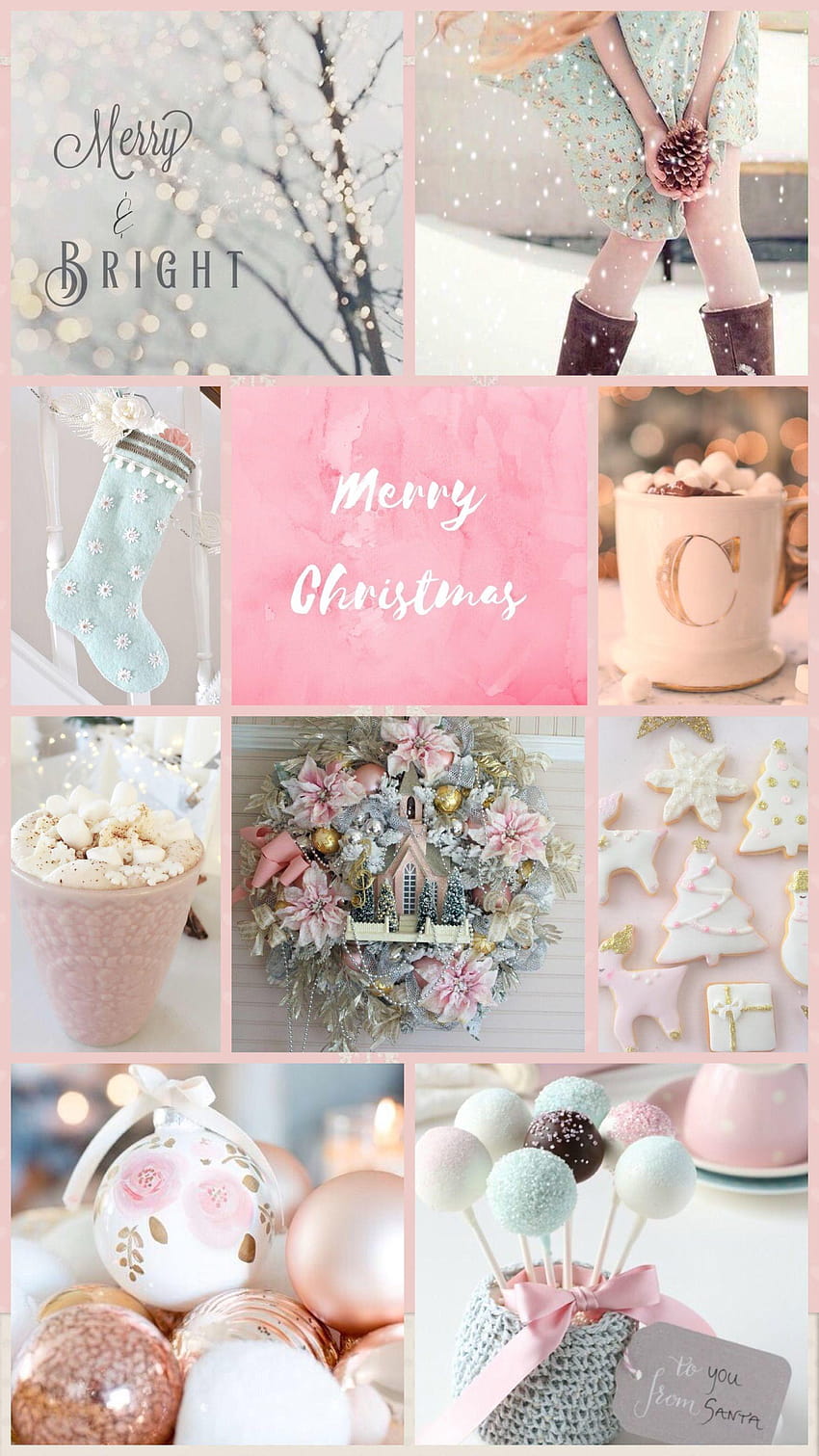6 Pink Christmas, christmas collage HD phone wallpaper | Pxfuel