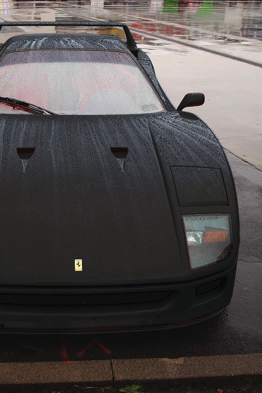 Ferrari F40 Black Sportscar Rain Drops Track, telefone ferrari f40 Papel de parede de celular HD