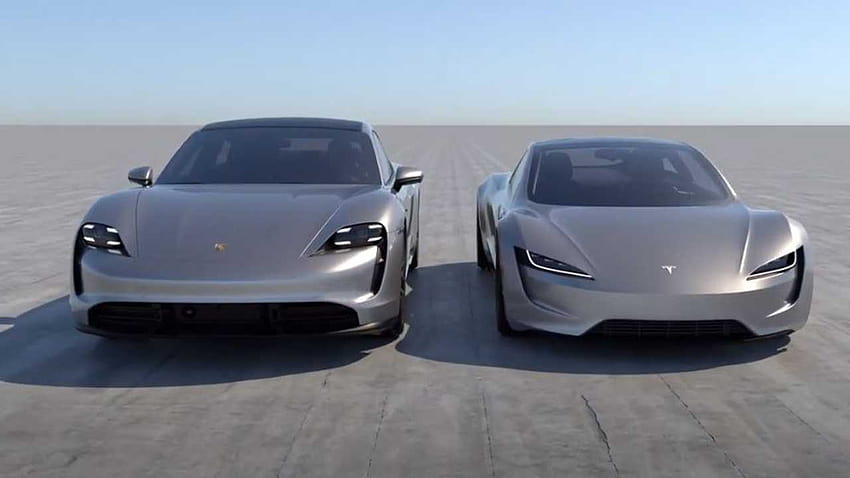 See New Tesla Roadster Next To Porsche Taycan: Size Difference Is Huge HD wallpaper