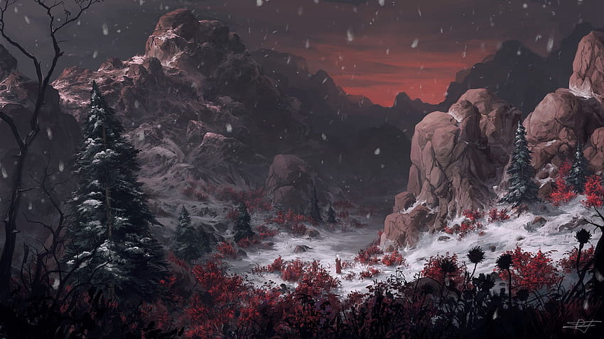 landscape digital art fantasy art …, winter arts HD wallpaper